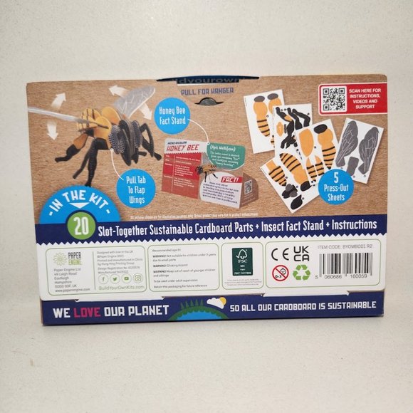 NEW DIY HONEY BEE MODEL Flapping Wing Eco Friendly Cardboard Craft Kit 3D Puzzle - Picture 13 of 16